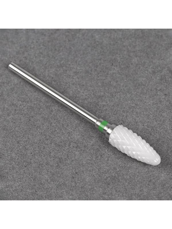 Фреза керамическая для маникюра «Кукуруза», крупная нарезка, 6 × 17 мм, в пластиковом футляре, цвет белый