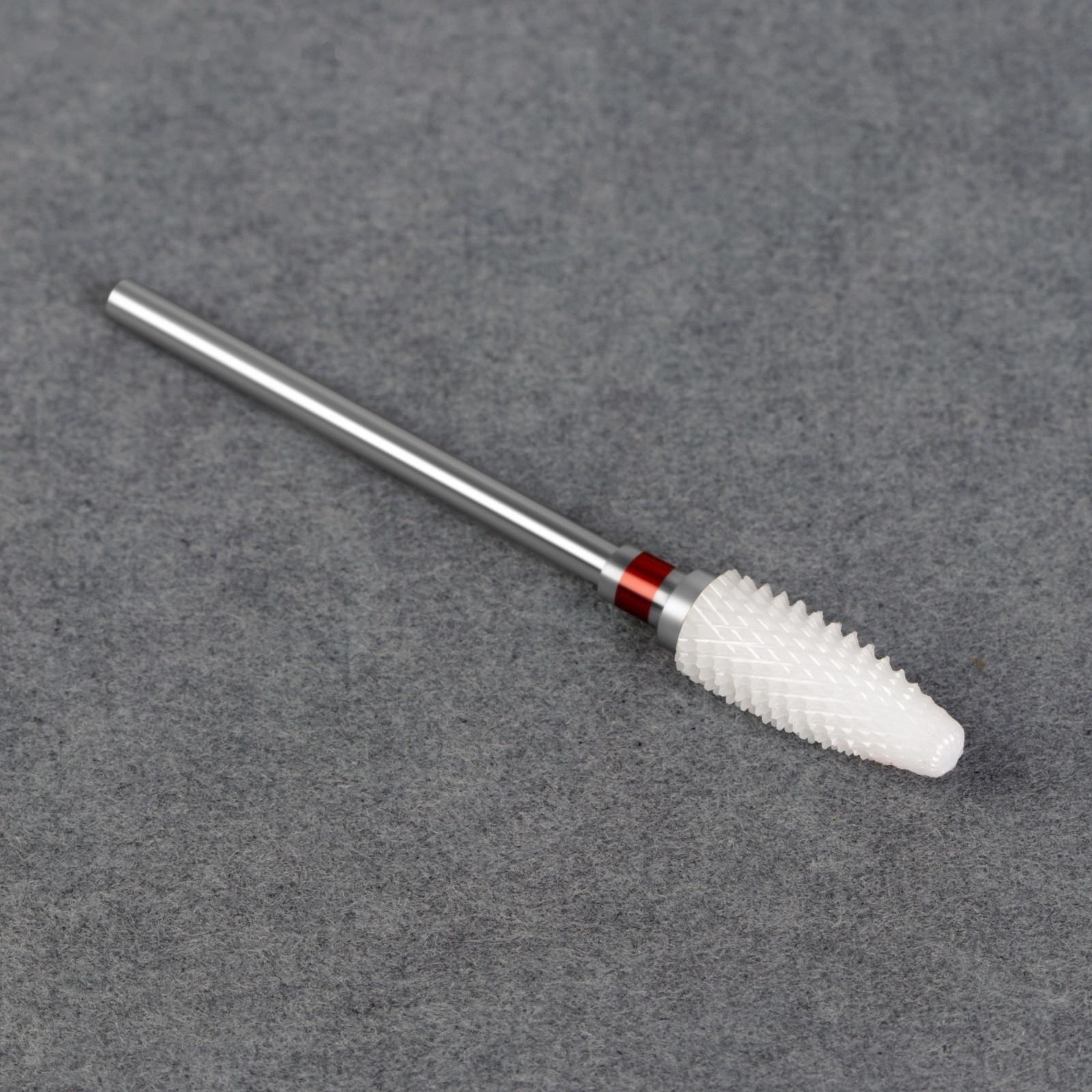 Фреза керамическая для маникюра «Кукуруза», мелкая нарезка, 6 × 15 мм, в пластиковом футляре, цвет белый