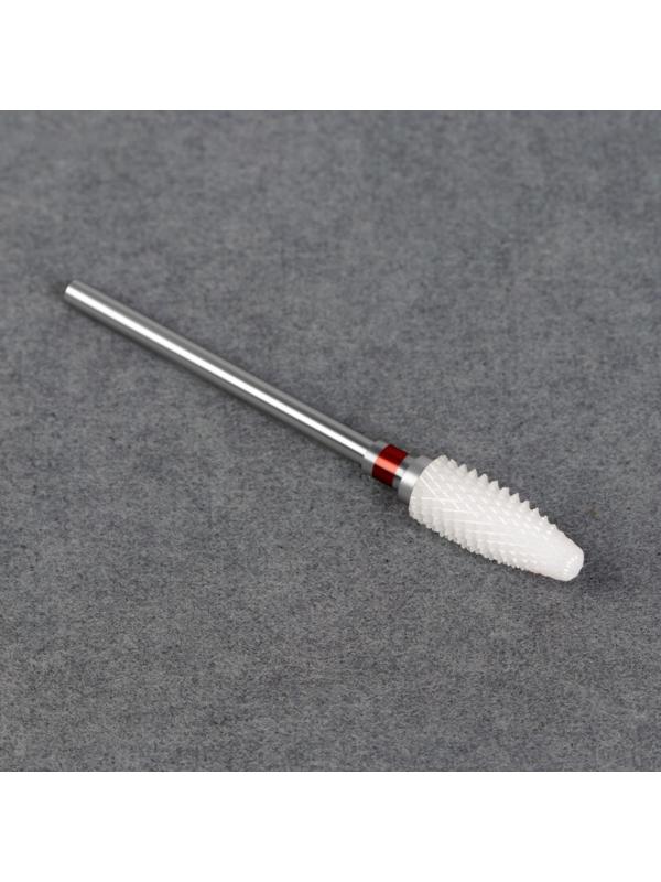 Фреза керамическая для маникюра «Кукуруза», мелкая нарезка, 6 × 15 мм, в пластиковом футляре, цвет белый