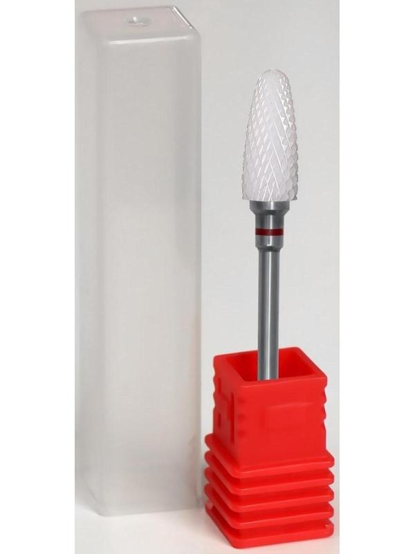 Фреза керамическая для маникюра «Кукуруза», мелкая нарезка, 6 × 15 мм, в пластиковом футляре, цвет белый