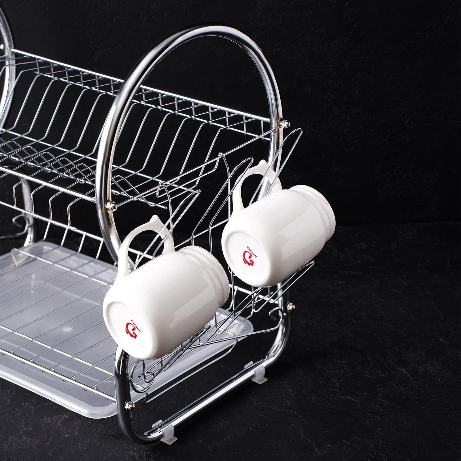 Сушилка для посуды Доляна «Стойка», 8-образная, 40×23,5×34 см, цвет хром