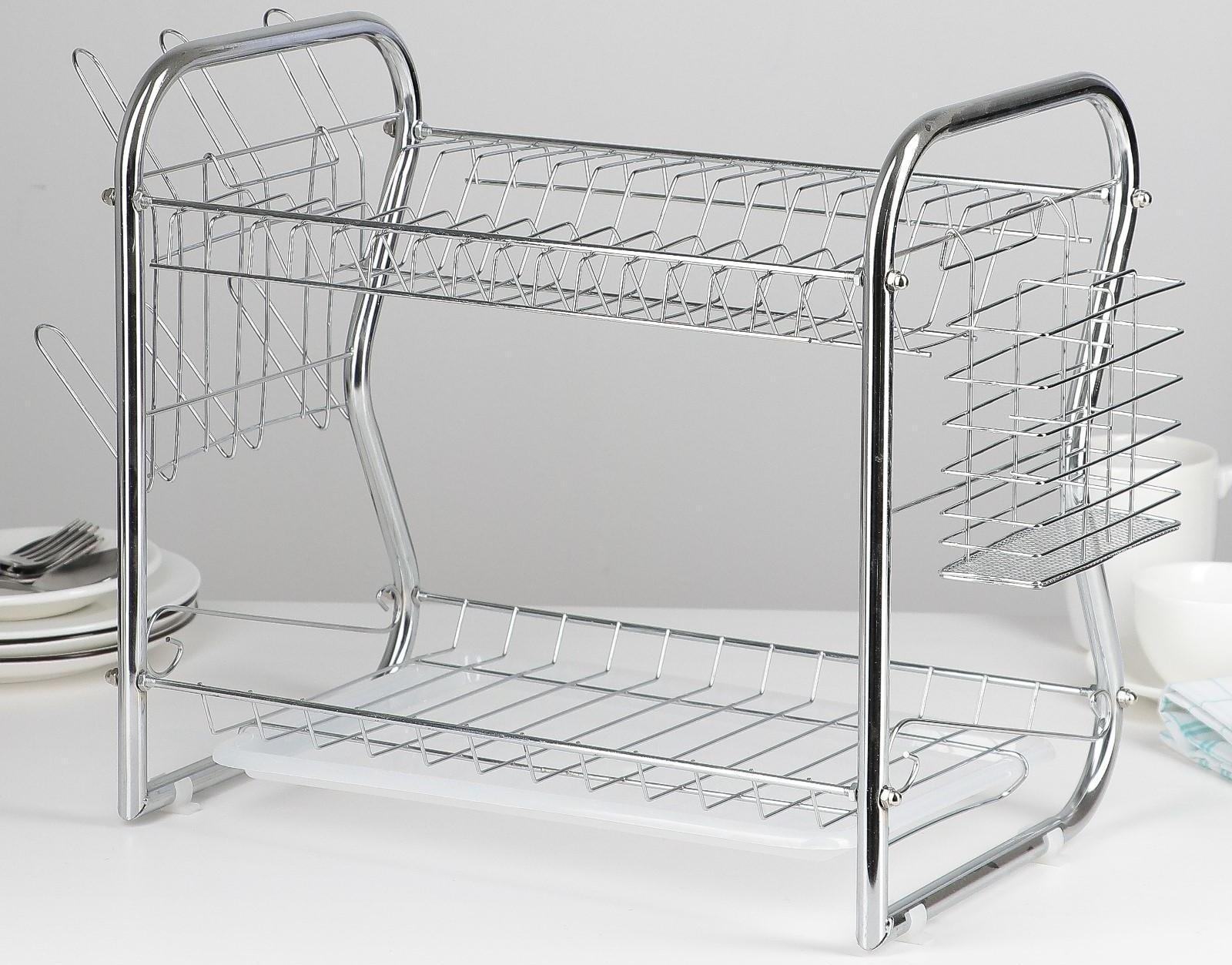 Сушилка для посуды Доляна «Стойка», В-образная, 40×23,5×34 см, цвет хром