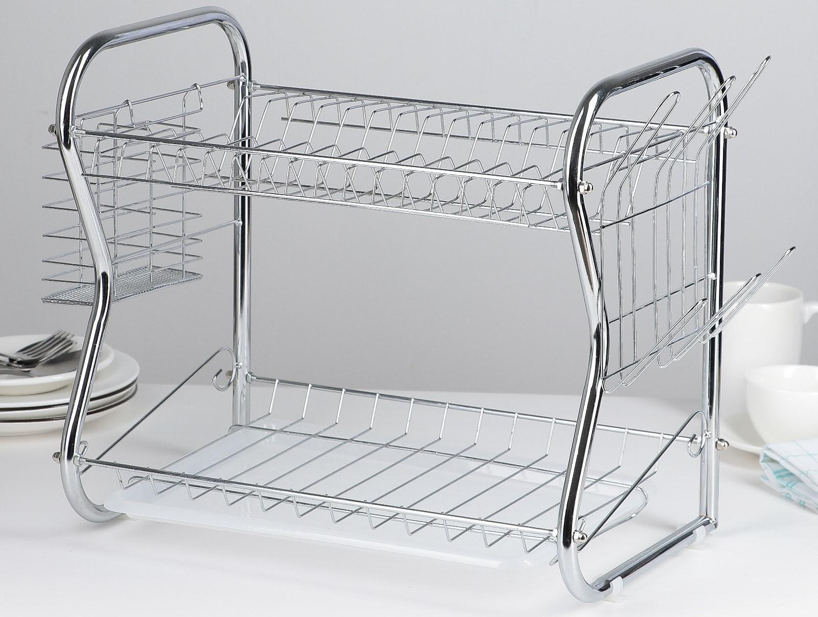 Сушилка для посуды Доляна «Стойка», В-образная, 40×23,5×34 см, цвет хром