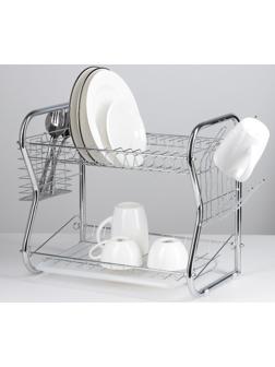 Сушилка для посуды Доляна «Стойка», В-образная, 40×23,5×34 см, цвет хром