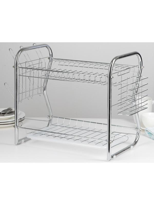 Сушилка для посуды Доляна «Стойка», В-образная, 40×23,5×34 см, цвет хром