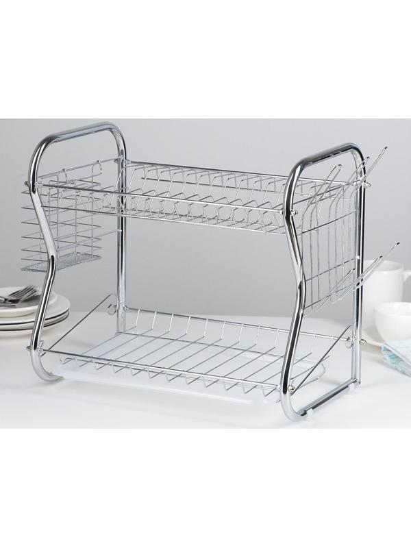 Сушилка для посуды Доляна «Стойка», В-образная, 40×23,5×34 см, цвет хром