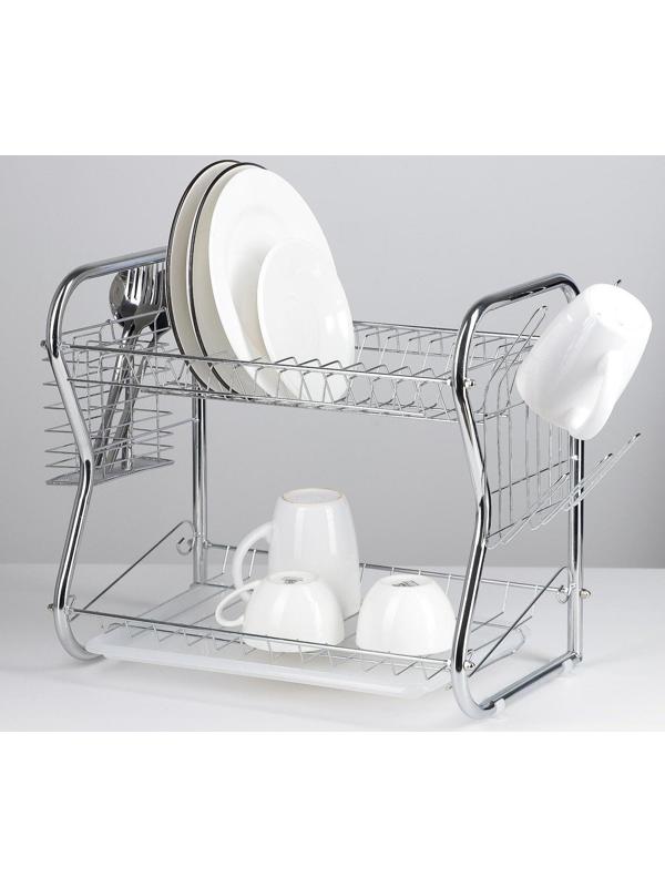 Сушилка для посуды Доляна «Стойка», В-образная, 40×23,5×34 см, цвет хром