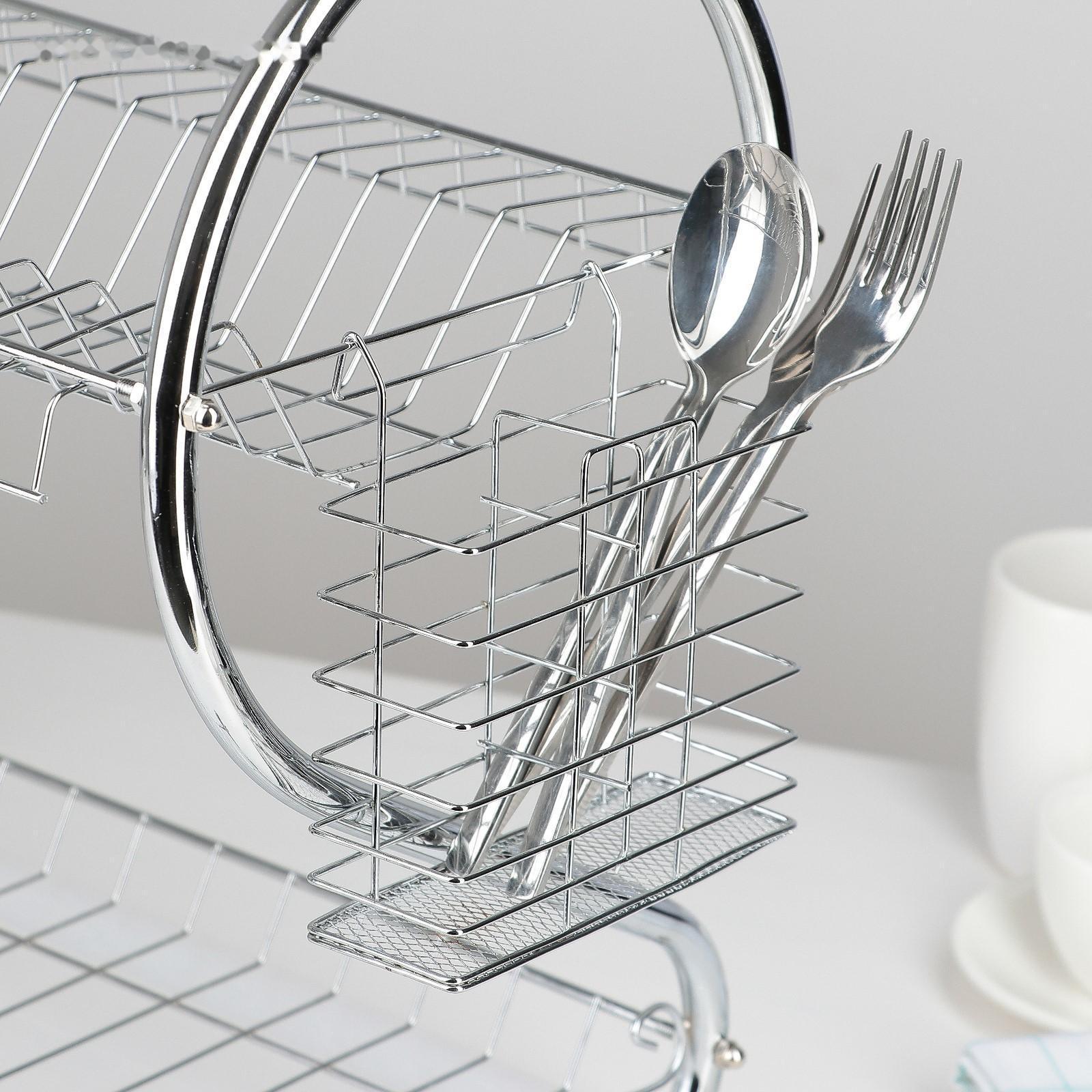 Сушилка для посуды Доляна «Стойка», S-образная, 40×23,5×34 см, цвет хром
