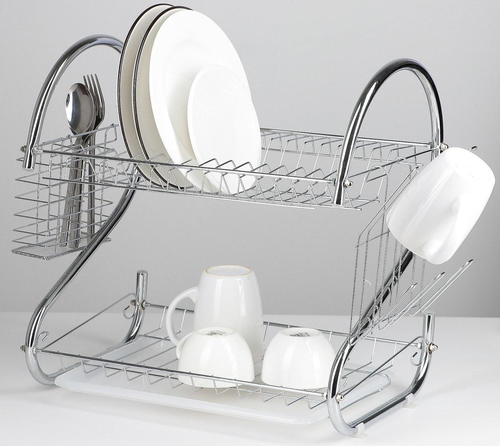 Сушилка для посуды Доляна «Стойка», S-образная, 40×23,5×34 см, цвет хром