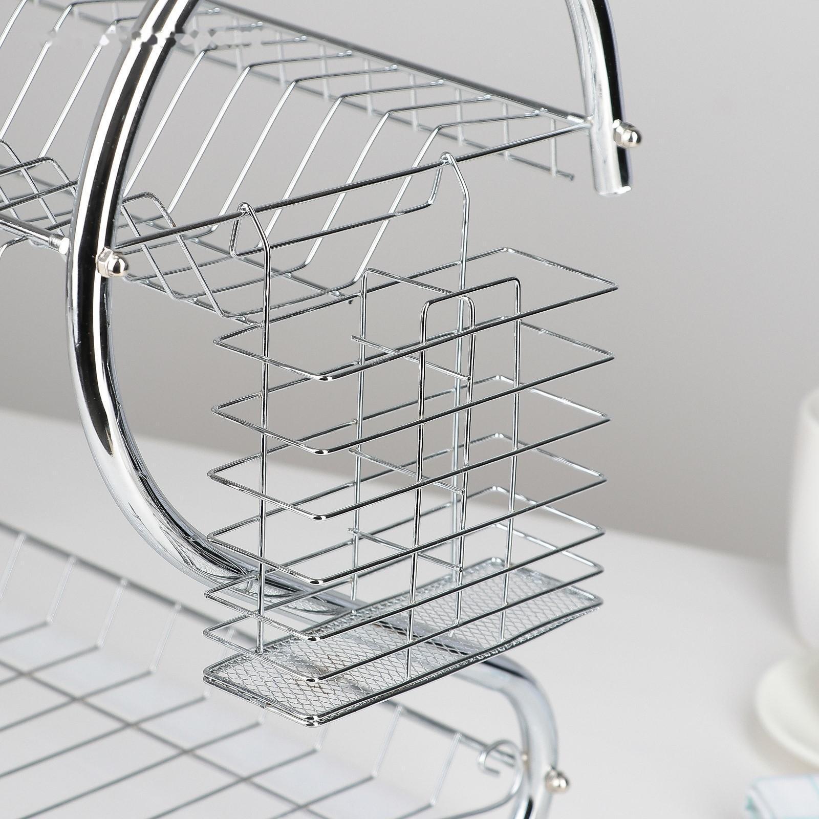 Сушилка для посуды Доляна «Стойка», S-образная, 40×23,5×34 см, цвет хром