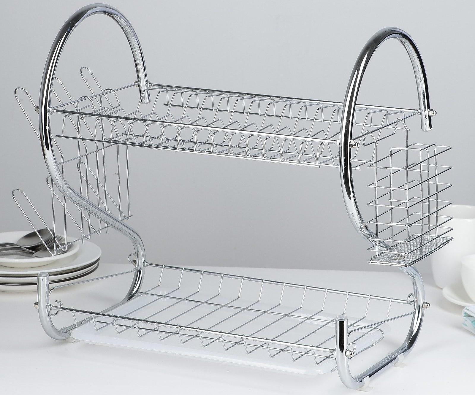 Сушилка для посуды Доляна «Стойка», S-образная, 40×23,5×34 см, цвет хром