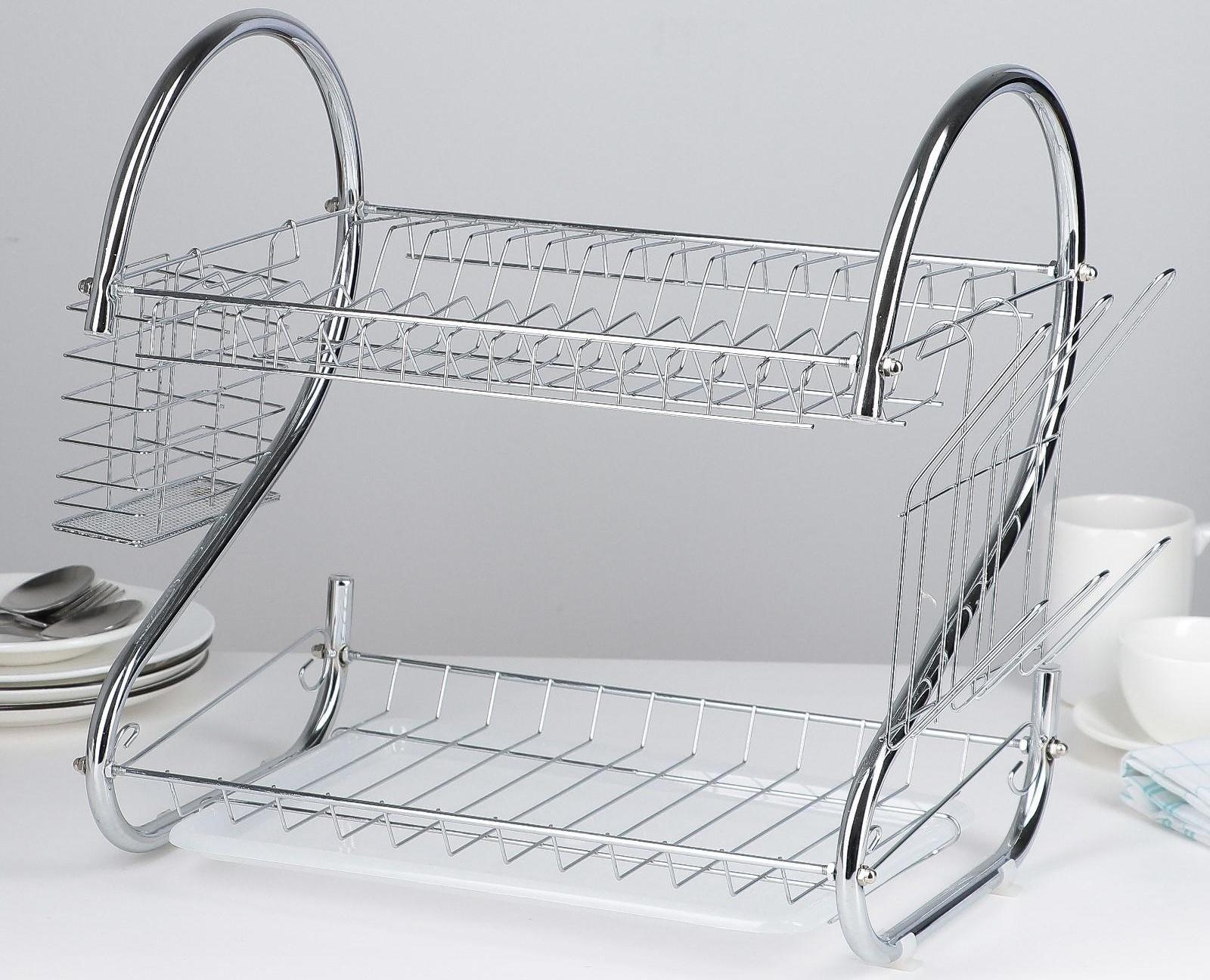 Сушилка для посуды Доляна «Стойка», S-образная, 40×23,5×34 см, цвет хром