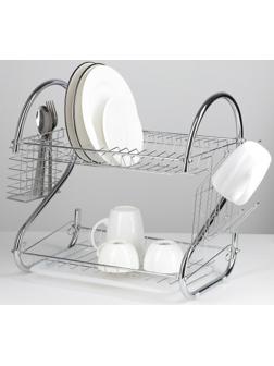 Сушилка для посуды Доляна «Стойка», S-образная, 40×23,5×34 см, цвет хром