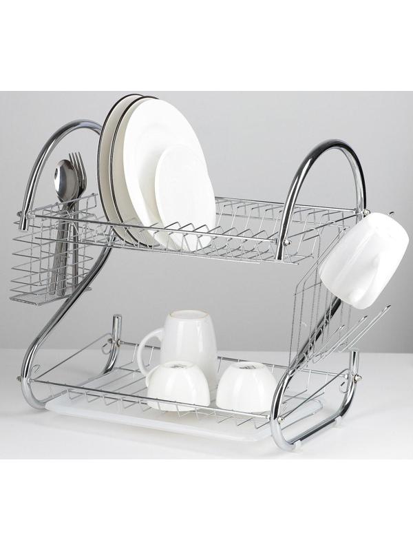 Сушилка для посуды Доляна «Стойка», S-образная, 40×23,5×34 см, цвет хром