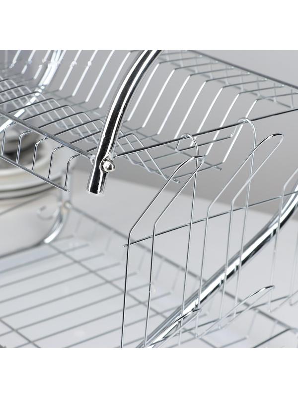 Сушилка для посуды Доляна «Стойка», S-образная, 40×23,5×34 см, цвет хром