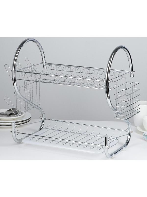 Сушилка для посуды Доляна «Стойка», S-образная, 40×23,5×34 см, цвет хром