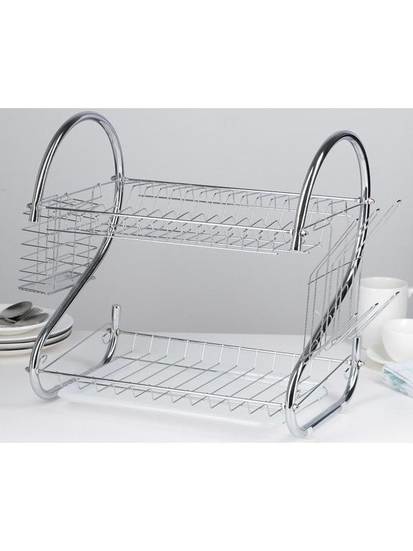 Сушилка для посуды Доляна «Стойка», S-образная, 40×23,5×34 см, цвет хром