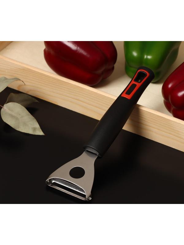 Овощечистка горизонтальная Доляна «Чили», 18,5 см, цвет чёрный