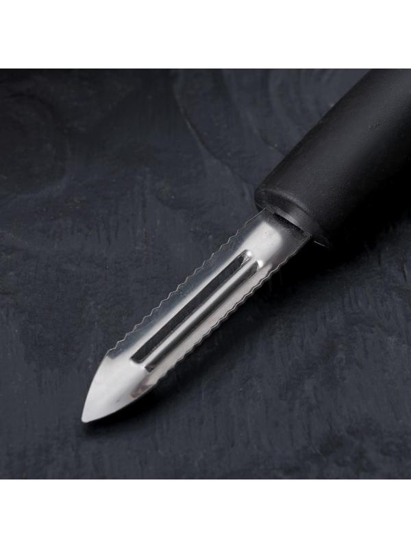 Овощечистка вертикальная Доляна «Чили», 18,5 см, цвет чёрный