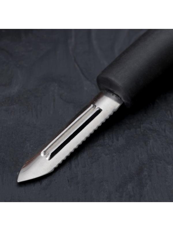 Овощечистка вертикальная Доляна «Чили», 18,5 см, цвет чёрный