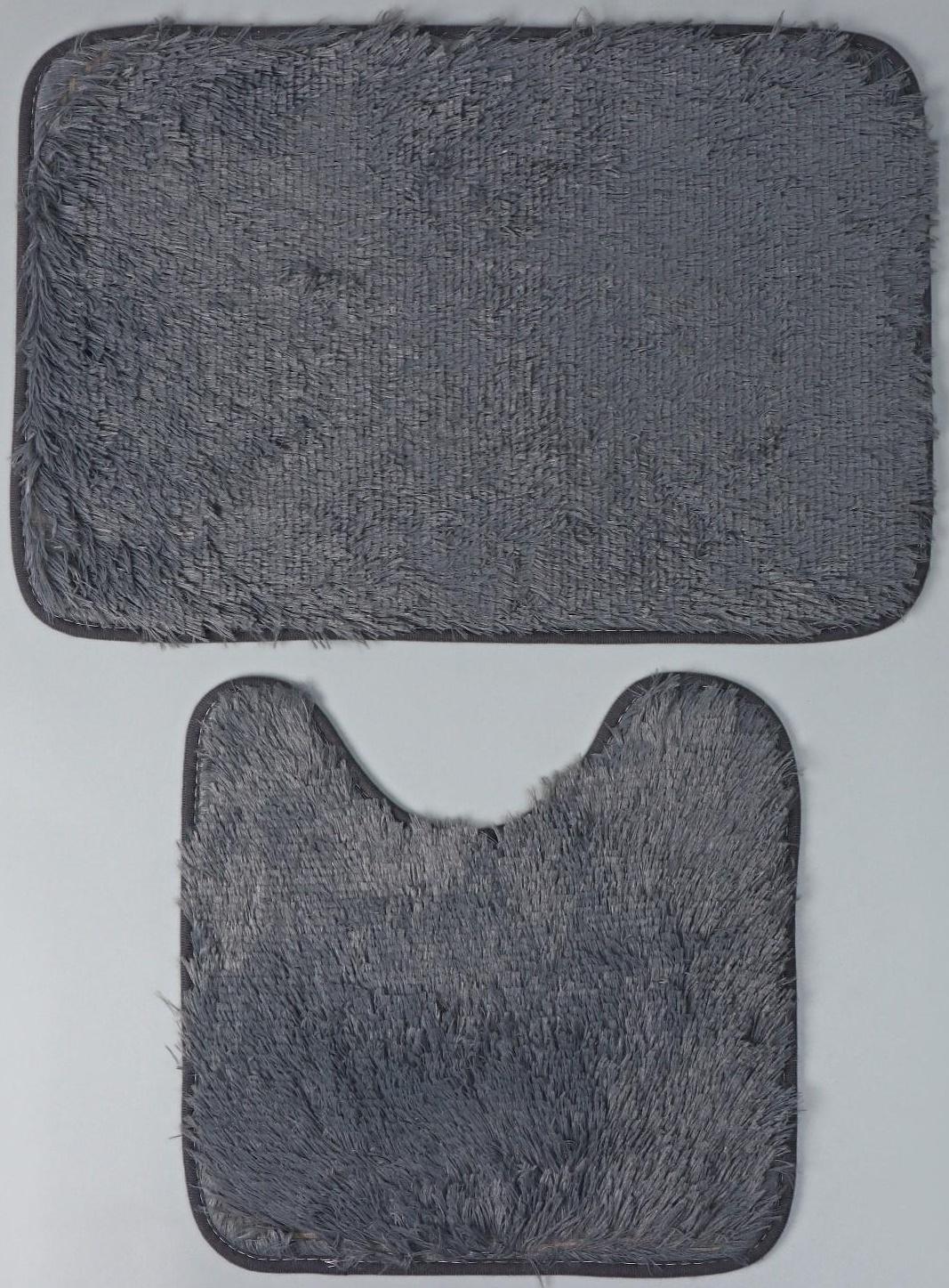 Набор ковриков для ванной и туалета Доляна «Пушистик», 2 шт: 38×40, 40×60 см, цвет серый