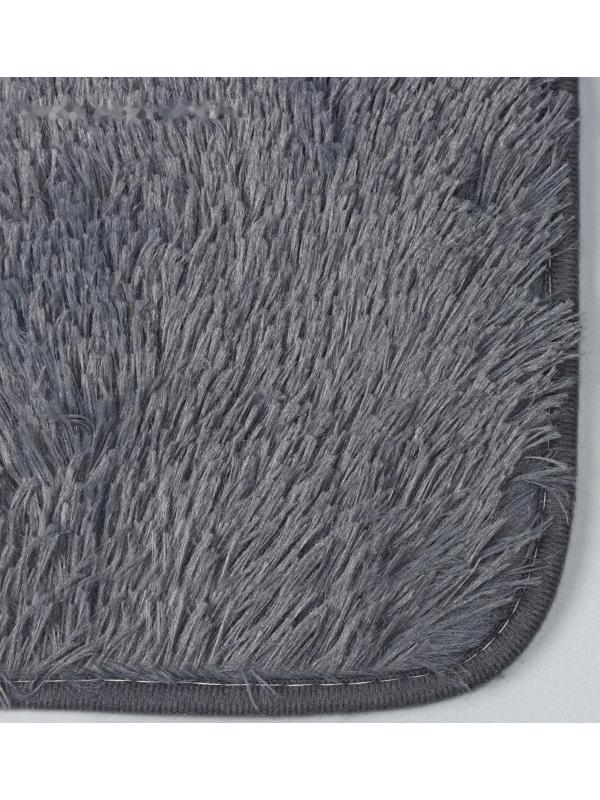 Набор ковриков для ванной и туалета Доляна «Пушистик», 2 шт: 38×40, 40×60 см, цвет серый