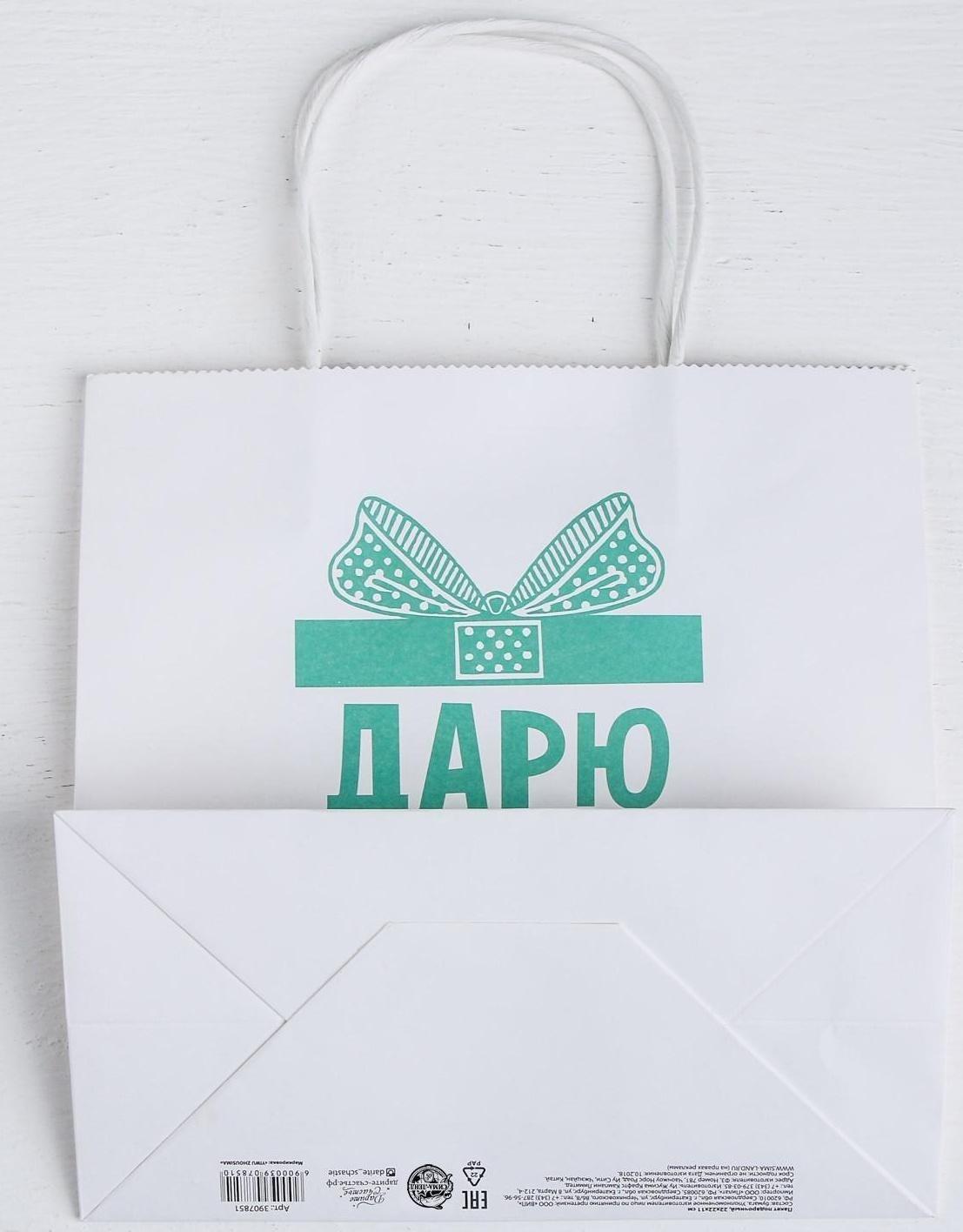 Пакет подарочный «Дарю радость», 22 × 22 × 11 см