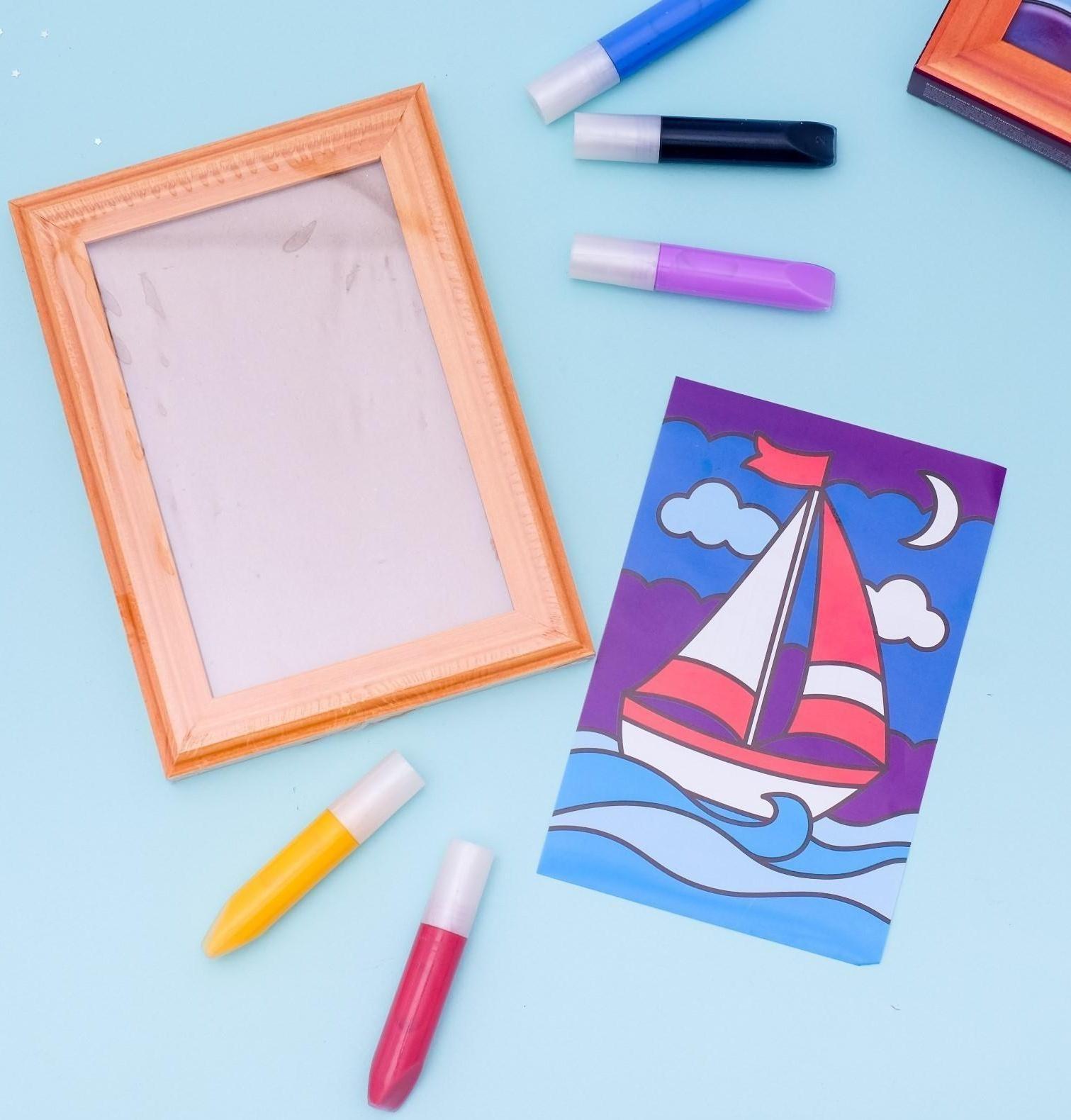 Витражная мини-картина «Парусник» 10 х 15 см. Набор для творчества