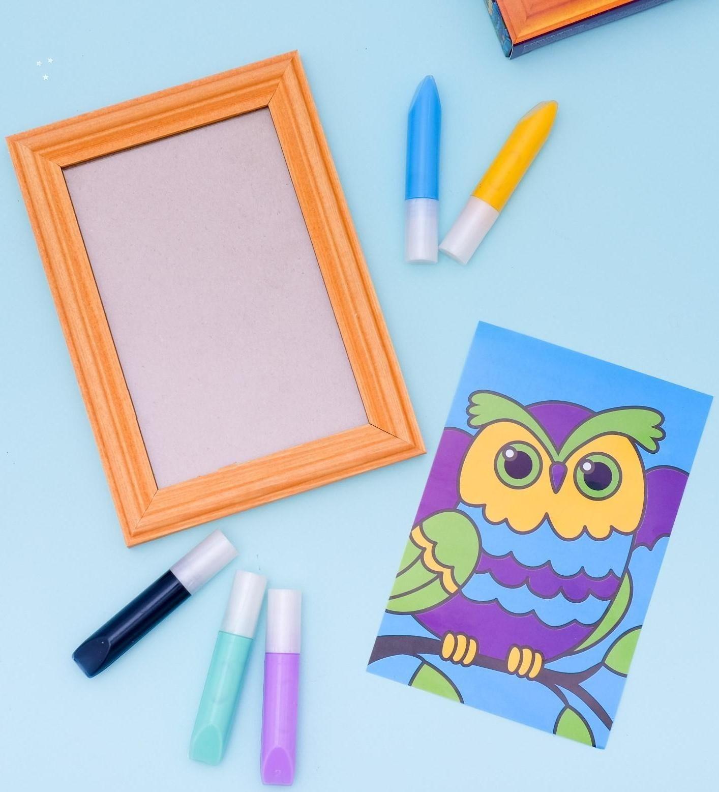 Витражная мини-картина «Сова» 10 х 15 см. Набор для творчества