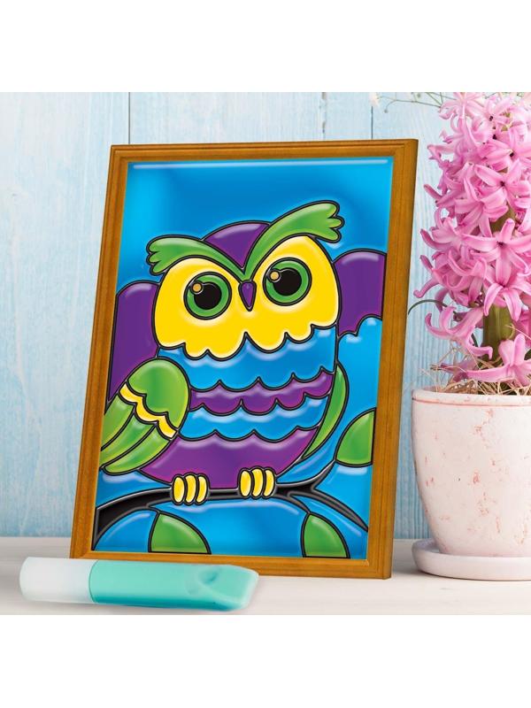 Витражная мини-картина «Сова» 10 х 15 см. Набор для творчества