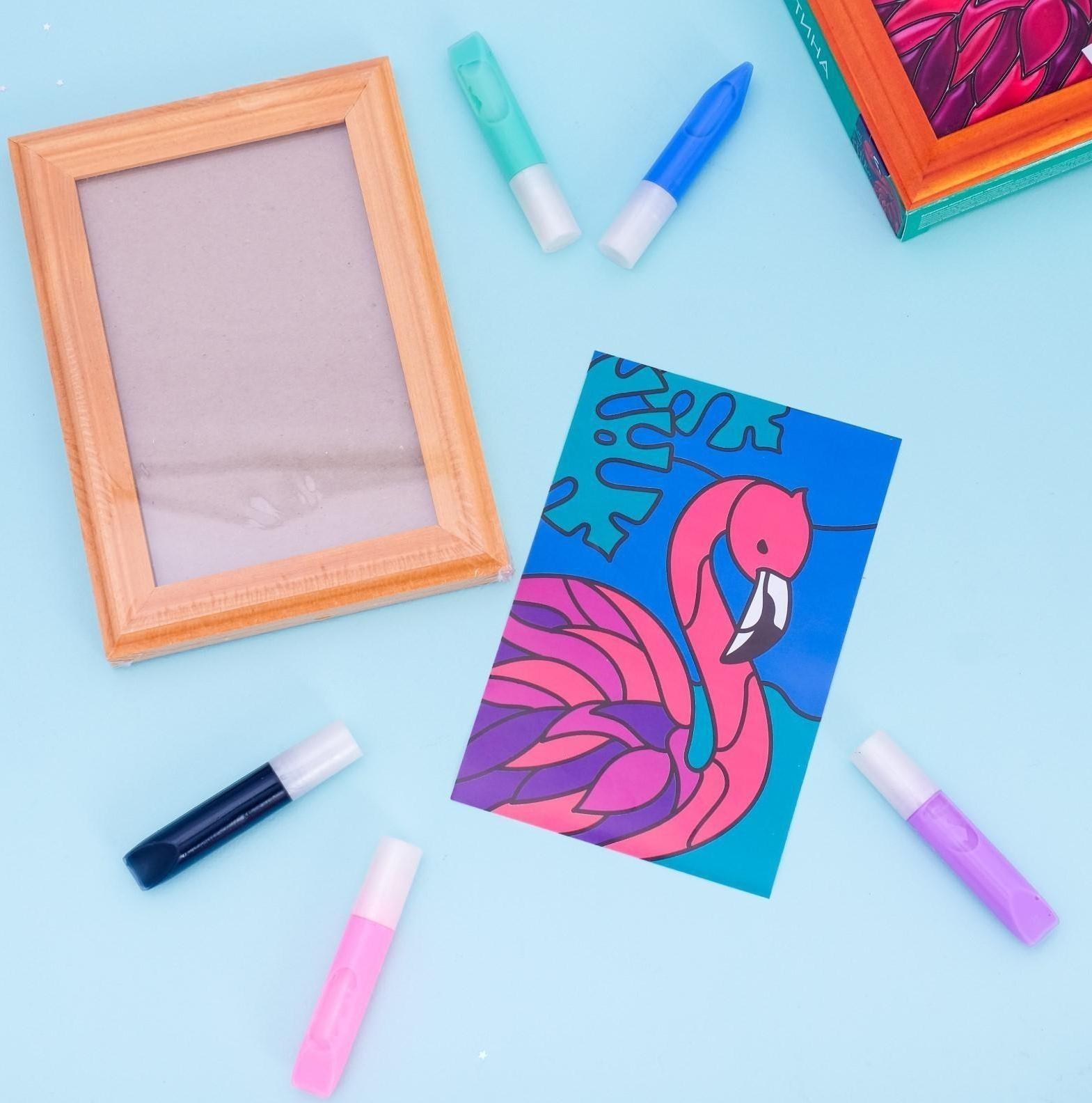 Витражная мини-картина «Фламинго» 10х15 см