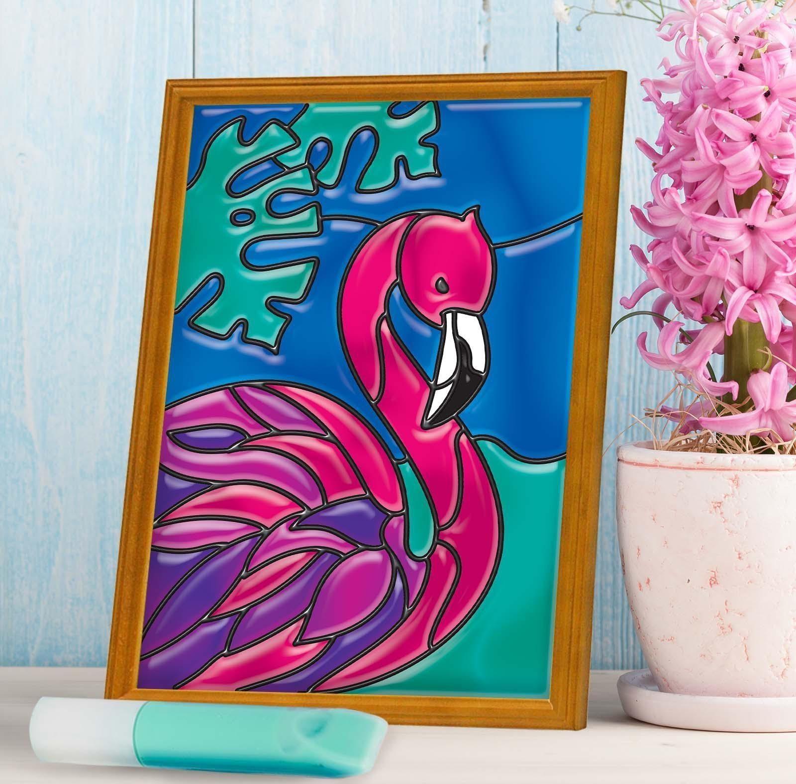 Витражная мини-картина «Фламинго» 10х15 см