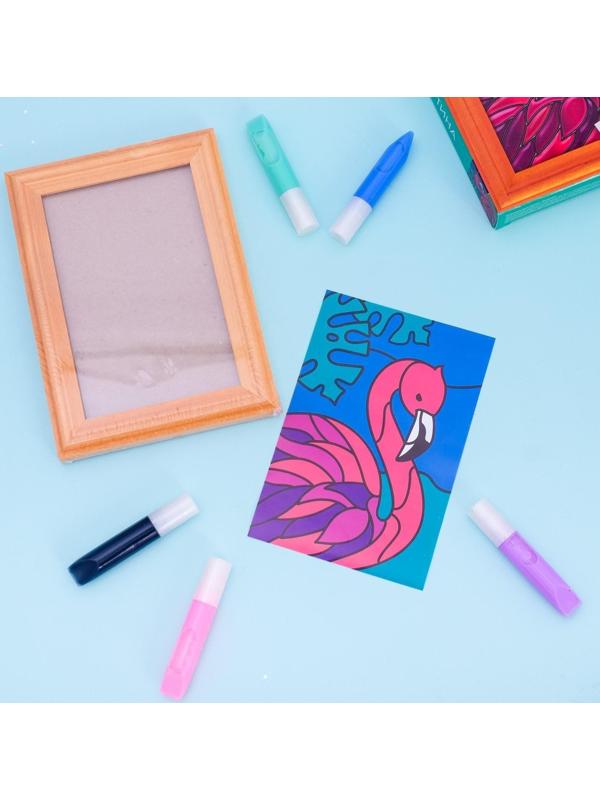 Витражная мини-картина «Фламинго» 10х15 см