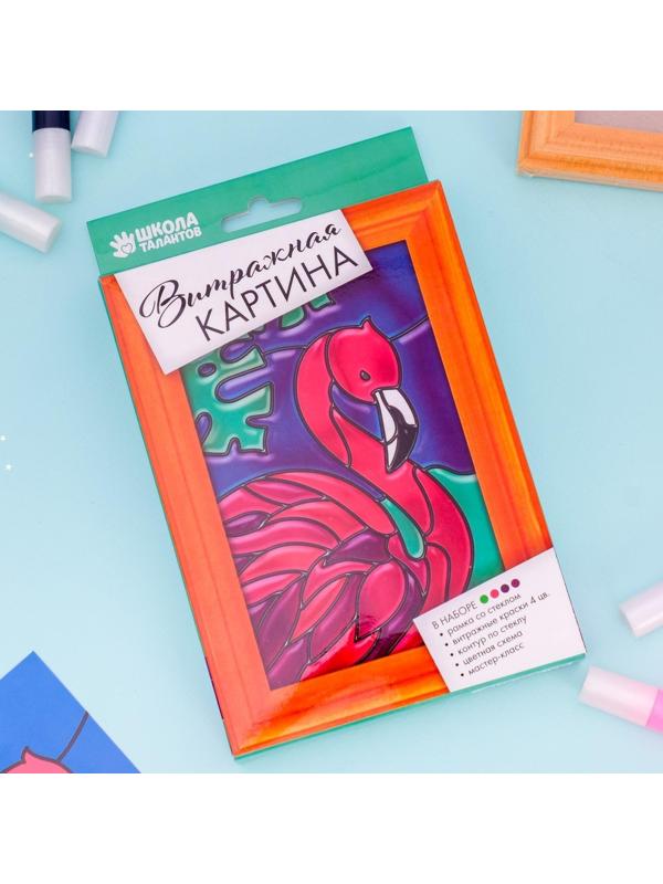Витражная мини-картина «Фламинго» 10х15 см
