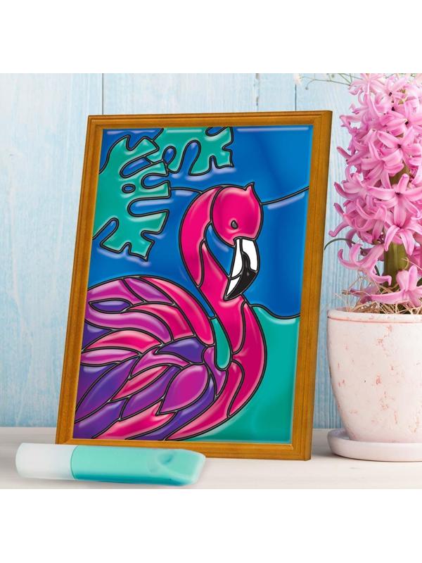 Витражная мини-картина «Фламинго» 10х15 см