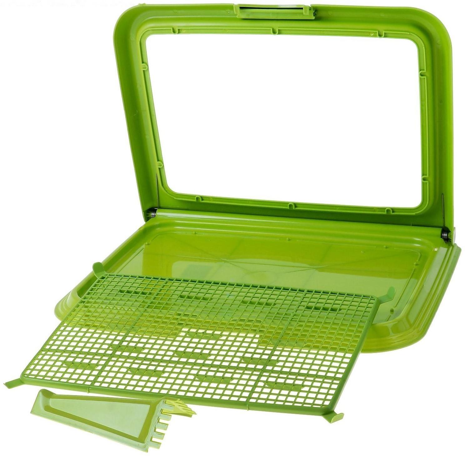 Туалет многофункциональный (под пеленку, со съемной сеткой), 49х36,5х4 см, зеленый