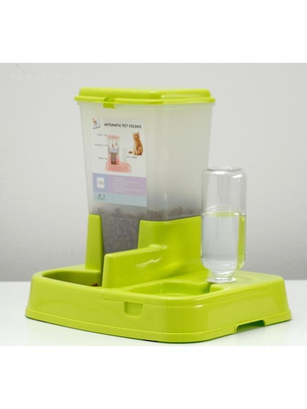 Комплекс: контейнер для корма (1,5 кг), съемная миска и поилка, зеленый