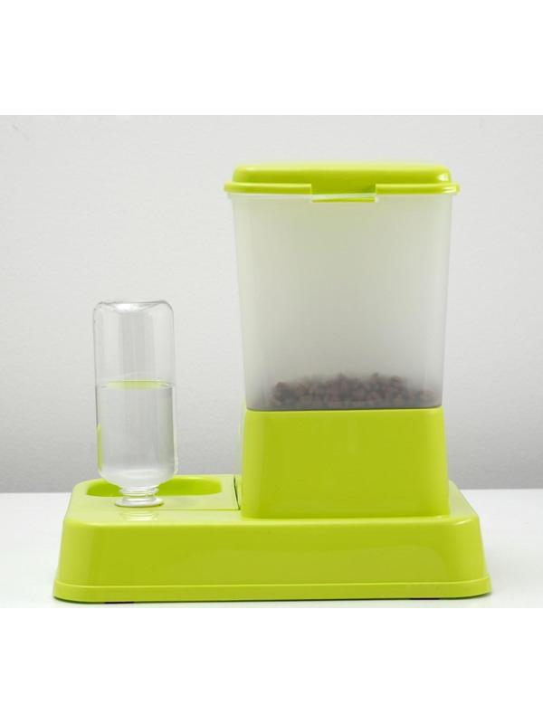 Комплекс: контейнер для корма (1,5 кг), съемная миска и поилка, зеленый