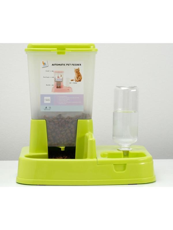 Комплекс: контейнер для корма (1,5 кг), съемная миска и поилка, зеленый