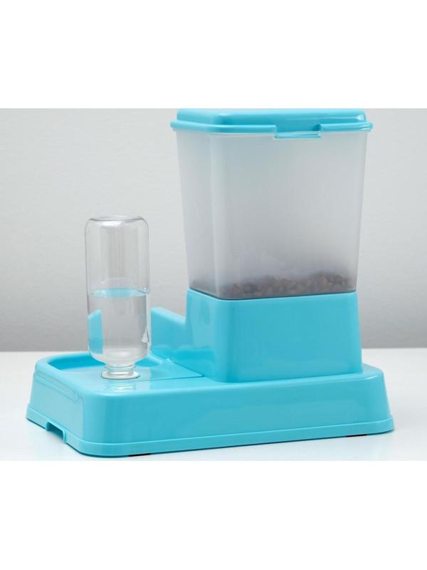 Комплекс: контейнер для корма (1,5 кг), съемная миска и поилка, голубой