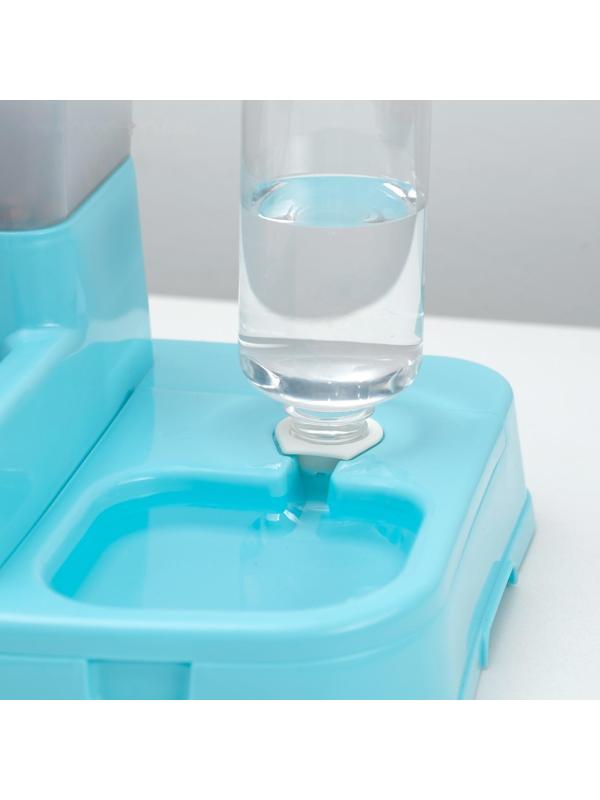 Комплекс: контейнер для корма (1,5 кг), съемная миска и поилка, голубой