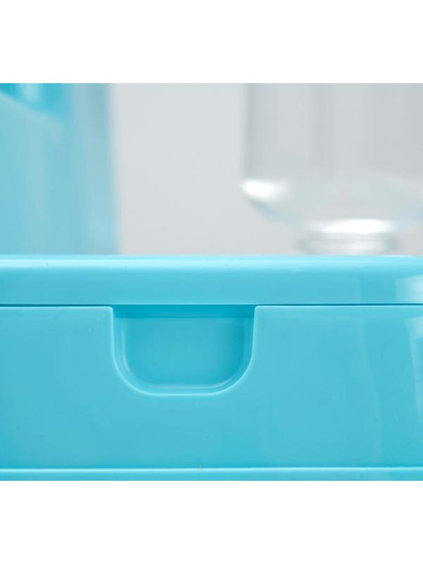 Комплекс: контейнер для корма (1,5 кг), съемная миска и поилка, голубой