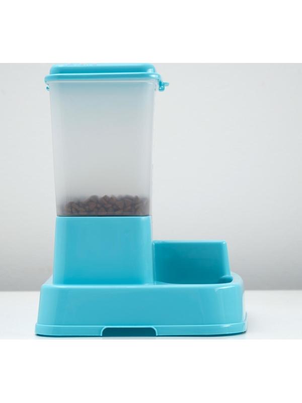 Комплекс: контейнер для корма (1,5 кг), съемная миска и поилка, голубой