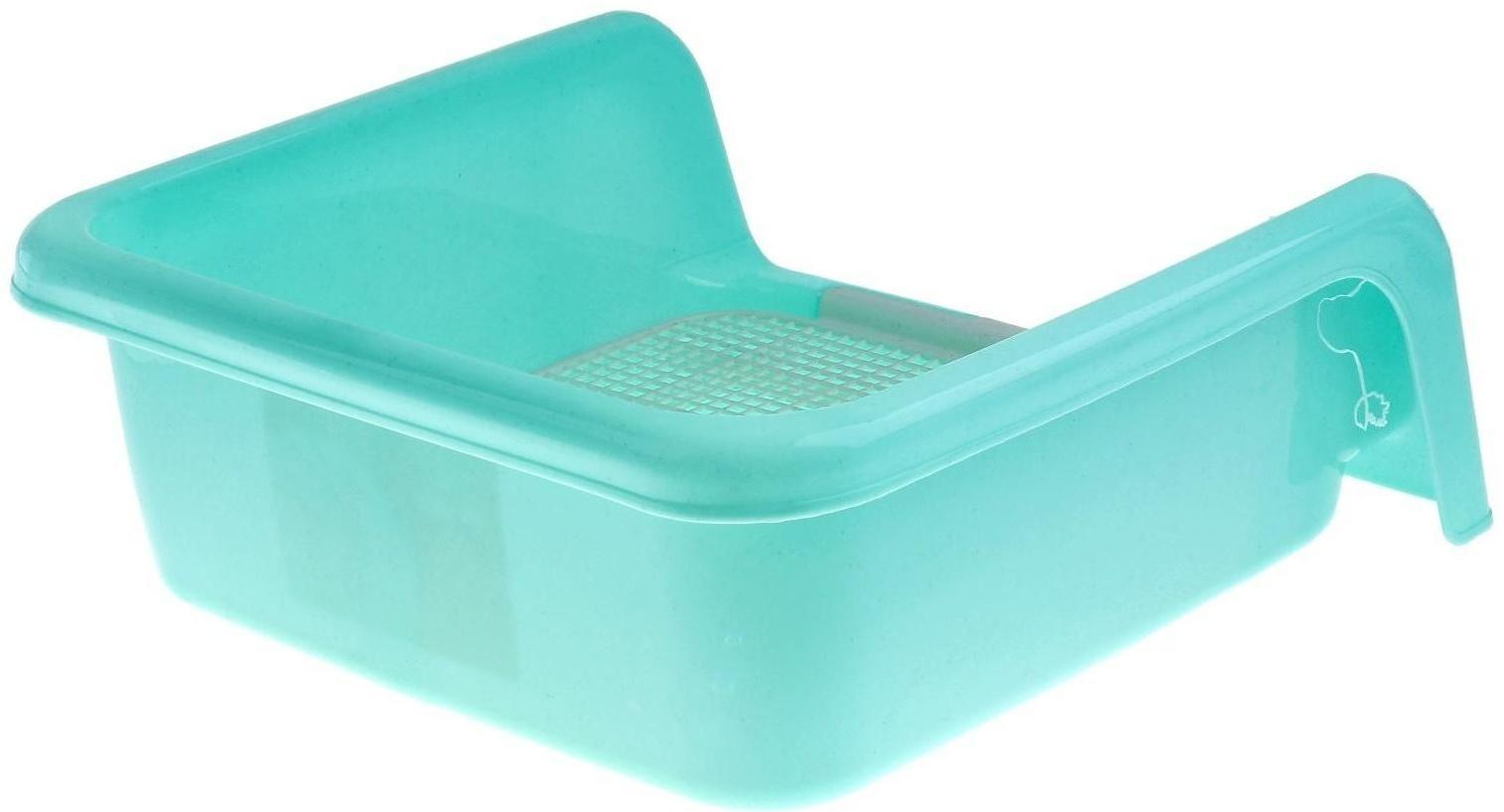 Туалет для собак с высокими бортами и съемной сеткой 42х41х16 см, зеленый