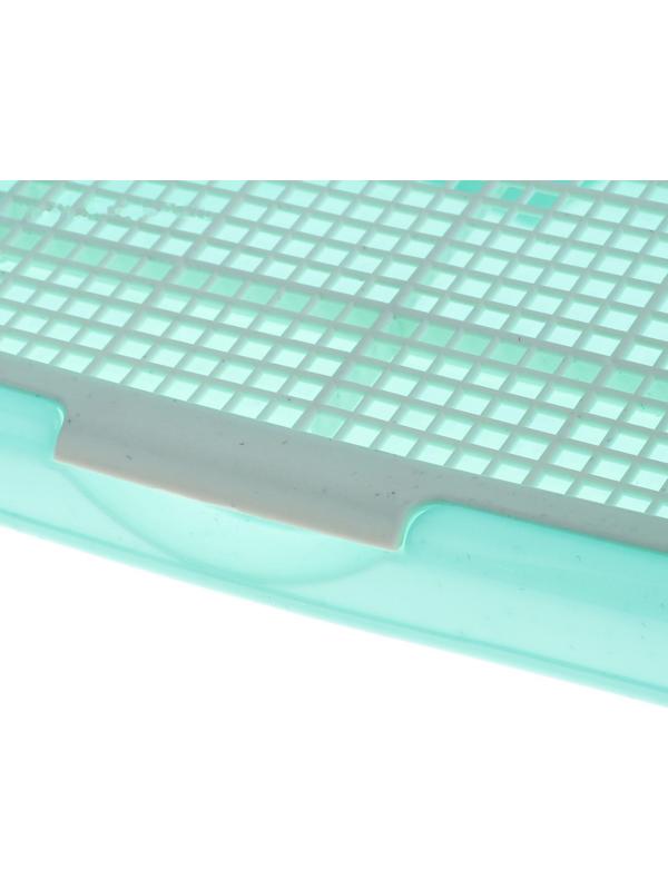 Туалет для собак с высокими бортами и съемной сеткой 42х41х16 см, зеленый