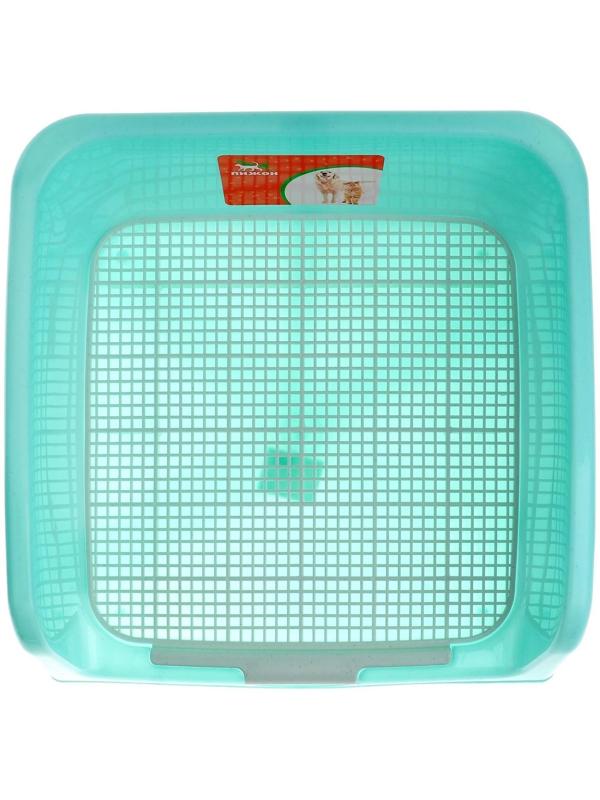 Туалет для собак с высокими бортами и съемной сеткой 42х41х16 см, зеленый