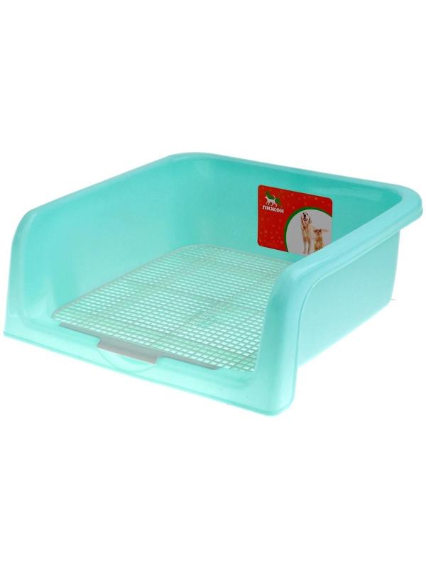 Туалет для собак с высокими бортами и съемной сеткой 42х41х16 см, зеленый
