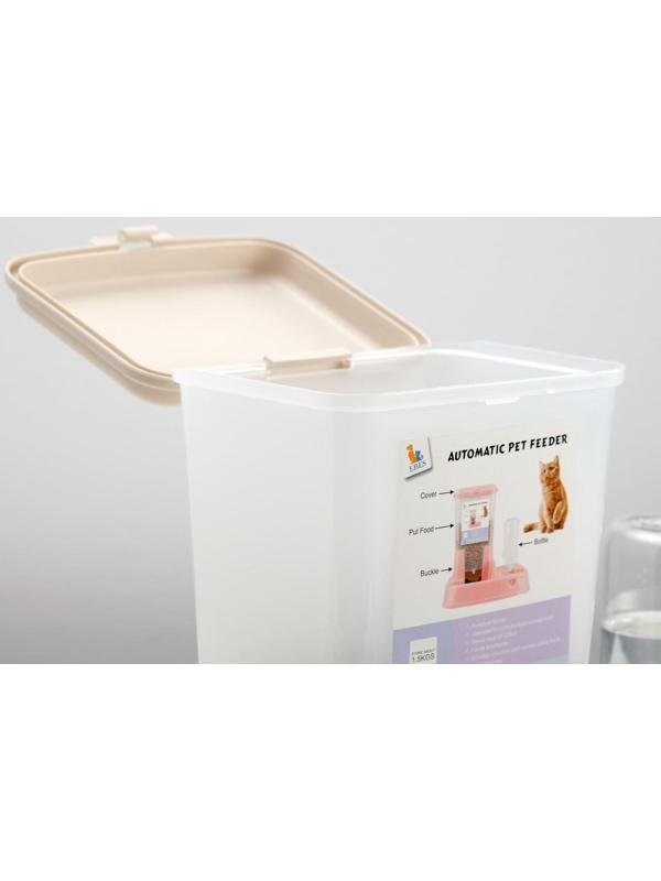 Комплекс: контейнер для корма (1,5 кг), съемная миска и поилка, бежевый