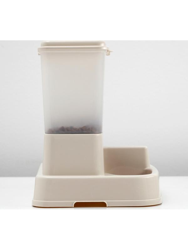 Комплекс: контейнер для корма (1,5 кг), съемная миска и поилка, бежевый