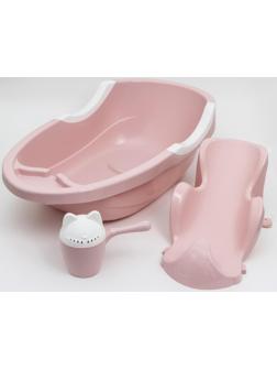 Набор для купания детский, ванночка 86 см., горка, ковш -лейка, цвет розовый